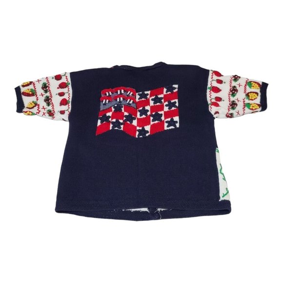 Vintage Eagle's Eye Cardigan Sweater Patriotic Red White & Blue 4th July Sz S - Picture 7 of 10